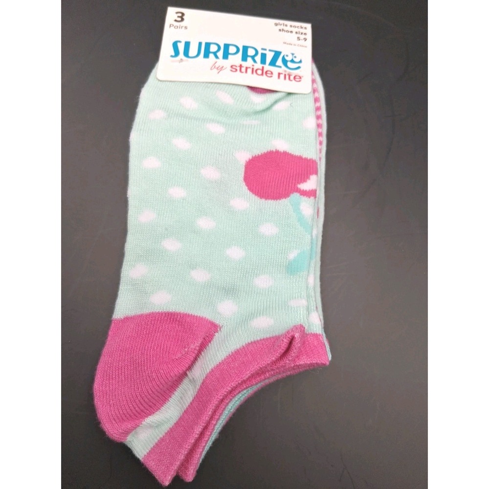 Surprize by Stride Rite - 3 Pairs Girl's Low Cut Socks Shoe Size: 5-9
